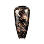Grand Vase en Verre Noir et Bronze à Motifs Tourbillonnants avec Arrangement d'Herbe de la Pampa et de Roses. – Image 2