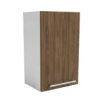 Meuble haut de cuisine, largeur 45 cm, équipée d'une étagère en deux couleurs : blanc ou bois de noyer.