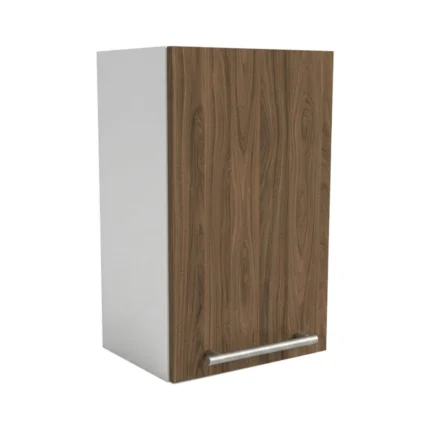 Meuble haut de cuisine, largeur 45 cm, équipée d'une étagère en deux couleurs : blanc ou bois de noyer.