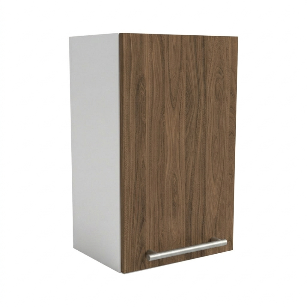 45-3-3 Meuble haut de cuisine, largeur 45 cm, équipée d'une étagère en deux couleurs : blanc ou bois de noyer. – Image 1