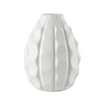 Modern White Geometric Ceramic Vase - Textured Faceted Bud Vase for Dried Flowers and Minimalist Home Decor. - Image 2