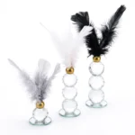 Set of 3 Crystal Sphere and Feather Table Decor. - Image 2