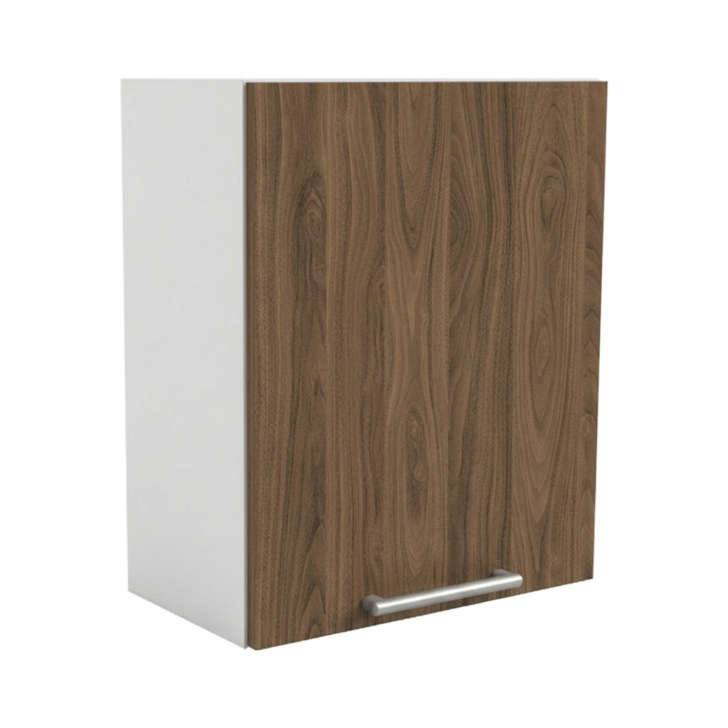 60-5-5 Upper kitchen cabinet, width 60 cm, equipped with a shelf in two colors: white or walnut wood. - Image 1