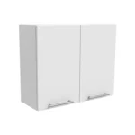 Meuble haut de cuisine, largeur 90 cm, équipée d'une étagère en deux couleurs : blanc ou bois de noyer. – Image 2