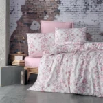 Ensemble de Literie en Coton Floral 6 Pièces - Drap-housse et 4 Taies d'Oreiller, Design Multicolore