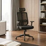 Chaise de Bureau Ergonomique à Dossier Haut en Maille avec Appui-Tête Réglable et Support Lombaire - Noir.