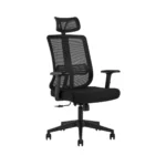 Chaise de Bureau Ergonomique à Dossier Haut en Maille avec Appui-Tête Réglable et Support Lombaire - Noir. – Image 2