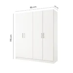 Armoire Moderne Blanche à 4 Portes - Grand Meuble de Rangement en Bois Mélaminé avec Étagères pour Chambre. – Image 3