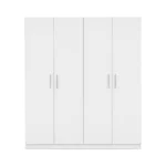 Armoire Moderne Blanche à 4 Portes - Grand Meuble de Rangement en Bois Mélaminé avec Étagères pour Chambre. – Image 4