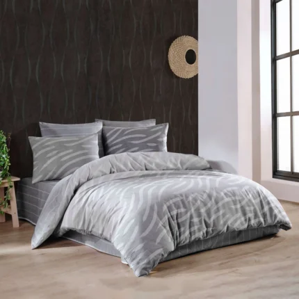 Ensemble de Literie en Coton Majoli 5 Pièces - Motif Gris Moderne