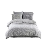 Ensemble de Literie en Coton Majoli 5 Pièces - Motif Gris Moderne – Image 2