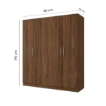 Armoire Moderne 4 Portes en Mélaminé Finition Noyer - Grand Meuble de Rangement pour Chambre avec Étagères, Hauteur 175 cm. – Image 2
