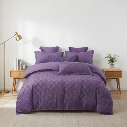 Ensemble de Literie en Coton Violet 6 Pièces Turkey Fashion - avec Motif en Relief.