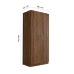 Armoire Moderne 2 Portes Finition Bois de Noyer - Meuble de Rangement Compact en Bois Mélaminé. – Image 2