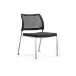Chaise de Bureau Moderne sans Accoudoirs en Maille - Chaise Visiteur Noire avec Pieds Chromés et Assise Rembourrée. – Image 2