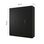 Armoire Moderne Noire à 4 Portes - Grand Meuble de Rangement en Bois Mélaminé avec Étagères pour Chambre. – Image 2