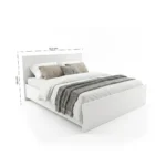 Cadre de Lit King Size 160cm Moderne Blanc - Lit Plateforme en Bois Mélaminé. – Image 2