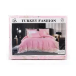 Ensemble de Literie en Coton Rose 6 Pièces Turkey Fashion avec Bordure en Dentelle Élégante - Housse de Couette, Drap-housse et 4 Taies d'Oreiller. – Image 3