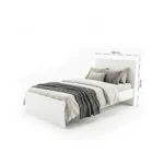 Cadre de Lit Moderne Blanc 140cm - Lit Plateforme Minimaliste en Bois Mélaminé. – Image 2