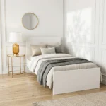 Cadre de Lit Moderne Blanc 90cm - Lit Plateforme Minimaliste en Bois Mélaminé.