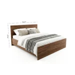 Cadre de Lit King Size 160cm Moderne en Bois de Noyer - Lit Plateforme en Bois Mélaminé. – Image 2
