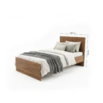 Cadre de Lit Moderne 140cm en Bois de Noyer - Lit Plateforme en Bois Mélaminé. – Image 2