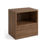 Table de Nuit Moderne en Bois de Noyer avec Tiroir et Étagère Ouverte - Table de Chevet Compacte. – Image 2