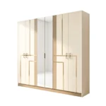 Ensemble de Chambre à Coucher Moderne 5 Pièces pour Lit King Size en Blanc et Beige avec Tête de Lit LED. – Image 2
