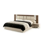 Ensemble de Chambre à Coucher Moderne 5 Pièces pour Lit King Size en Blanc et Beige avec Tête de Lit LED. – Image 3