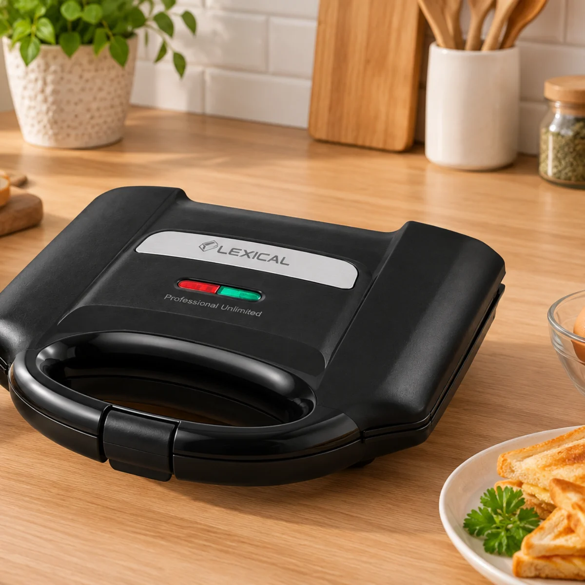 10 Appareil à Sandwich & Croque-Monsieur Lexical LSM-2513 – Revêtement Granit 750W – Image 1