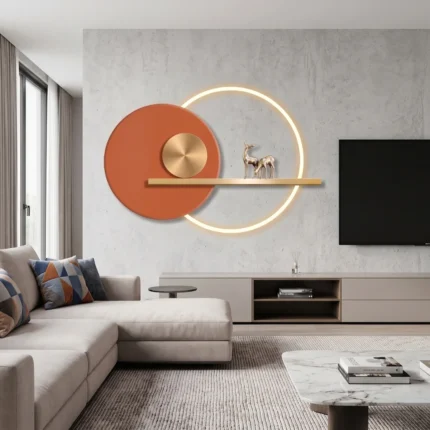 Terre d'Orient – Applique Murale LED Terracotta & Duo de Cerfs Dorés