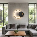 Éclipse & Sphère – Applique Murale LED Géométrique Noir & Laiton
