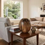 Globe Ambré – Vase Ovoïde Artisanal en Verre Marbré