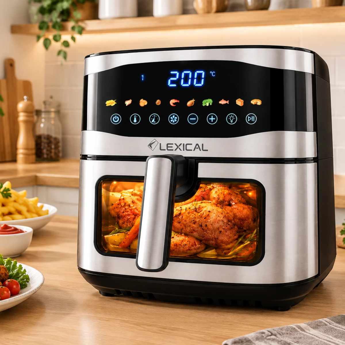 2 Friteuse Sans Huile Digitale Lexical LAF-3066 Dual-Heat XL 10L – 2200W – Image 1