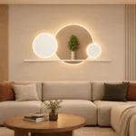 Eclipse & Végétal – Étagère Murale Lumineuse & Cercles LED