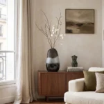 Galet Brumeux – Vase Artisanal en Verre Soufflé Tricolore