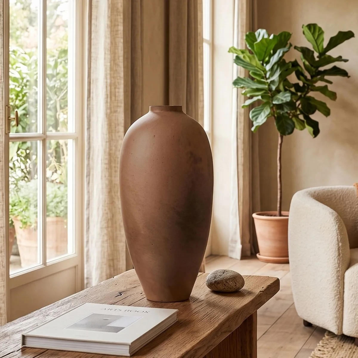 CZ25-32_53 sample Amphore Terracotta – Handblown Tall Matte Glass Vase - Image 1
