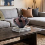 Torsade Mauve – Handblown Glass Low Art Vase