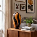 Torsade Ambrée – Grand Vase Élancé Artisanal en Verre Soufflé