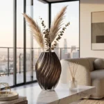 Torsade Fumée – Vase Sculptural Artisanal en Verre Cannelé