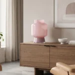 Piédouche Rose – Vase Architectural Artisanal en Verre Soufflé
