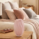 Rose Ovale Torsadé – Vase Ovale Artisanal en Verre Soufflé à Motif Torsadé