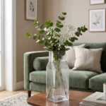 Vase Transparent Artisanal en Verre Soufflé à Motif Cannelé