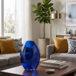 Vase Ovale Artisanal en Verre Soufflé Strié